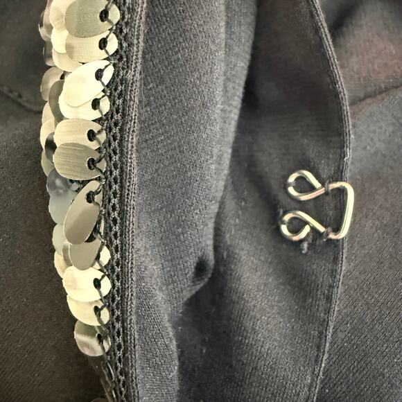 Steve Madden Womens Long Sleeve Sequin Trim Black Button Front Cardigan Medium - Picture 7 of 10